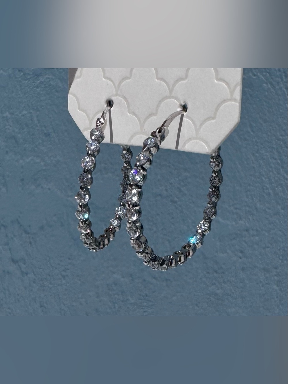 Sparkling Brilliant Cut 925 Sterling Silver Hoop Earrings